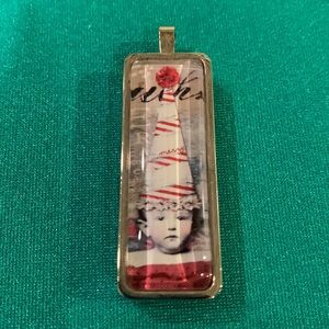 Fun two-sided party hat pendant (no chain)